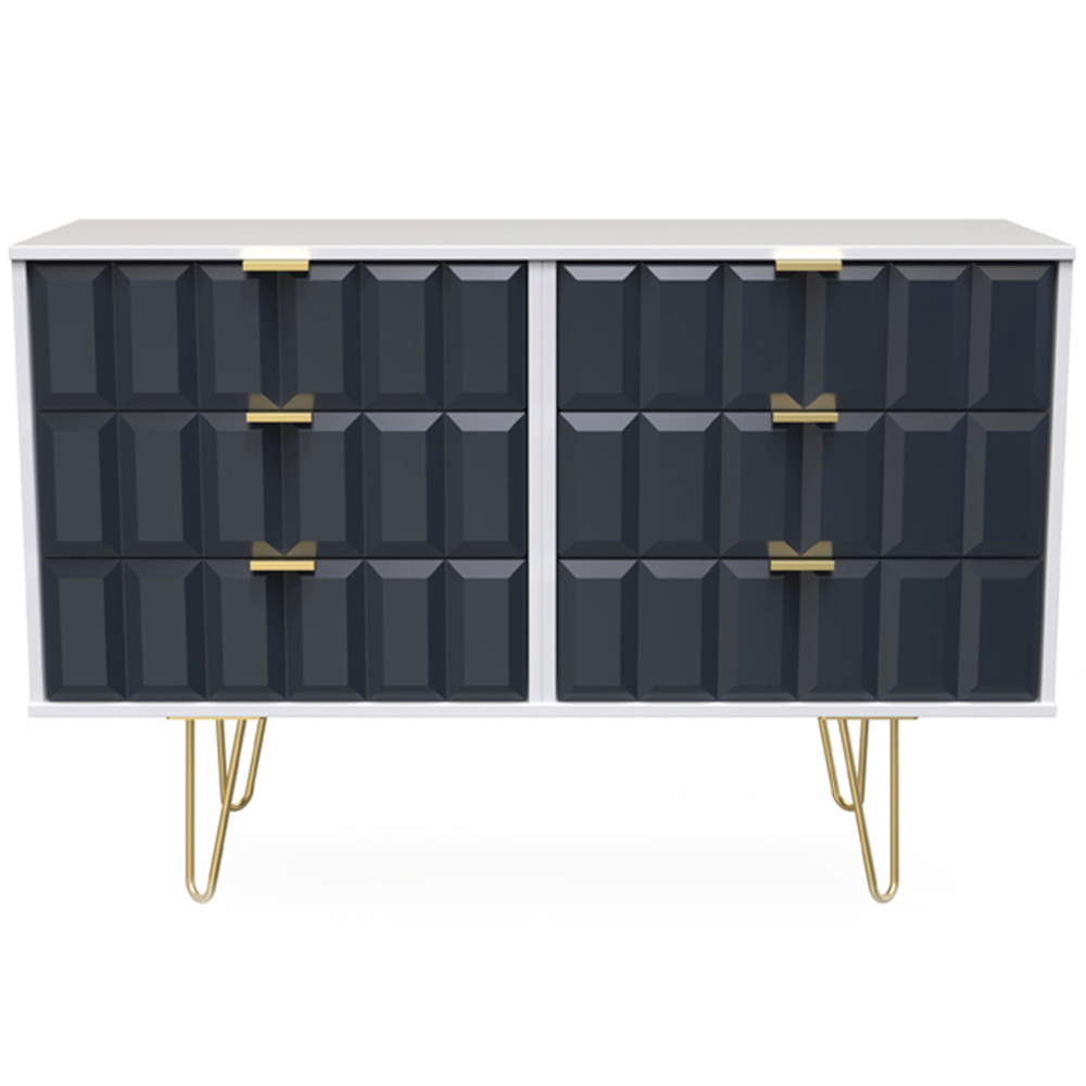 Crowndale Cube 6 Drawer Matt Indigo and White Chest of Drawers Ready Assembled Image 3