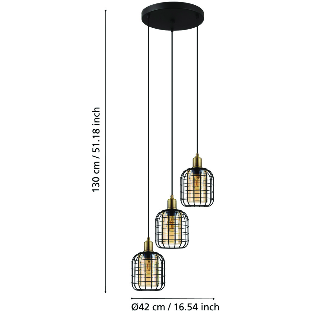 EGLO Chisle Black 3 LED Steel Pendant Light Image 4
