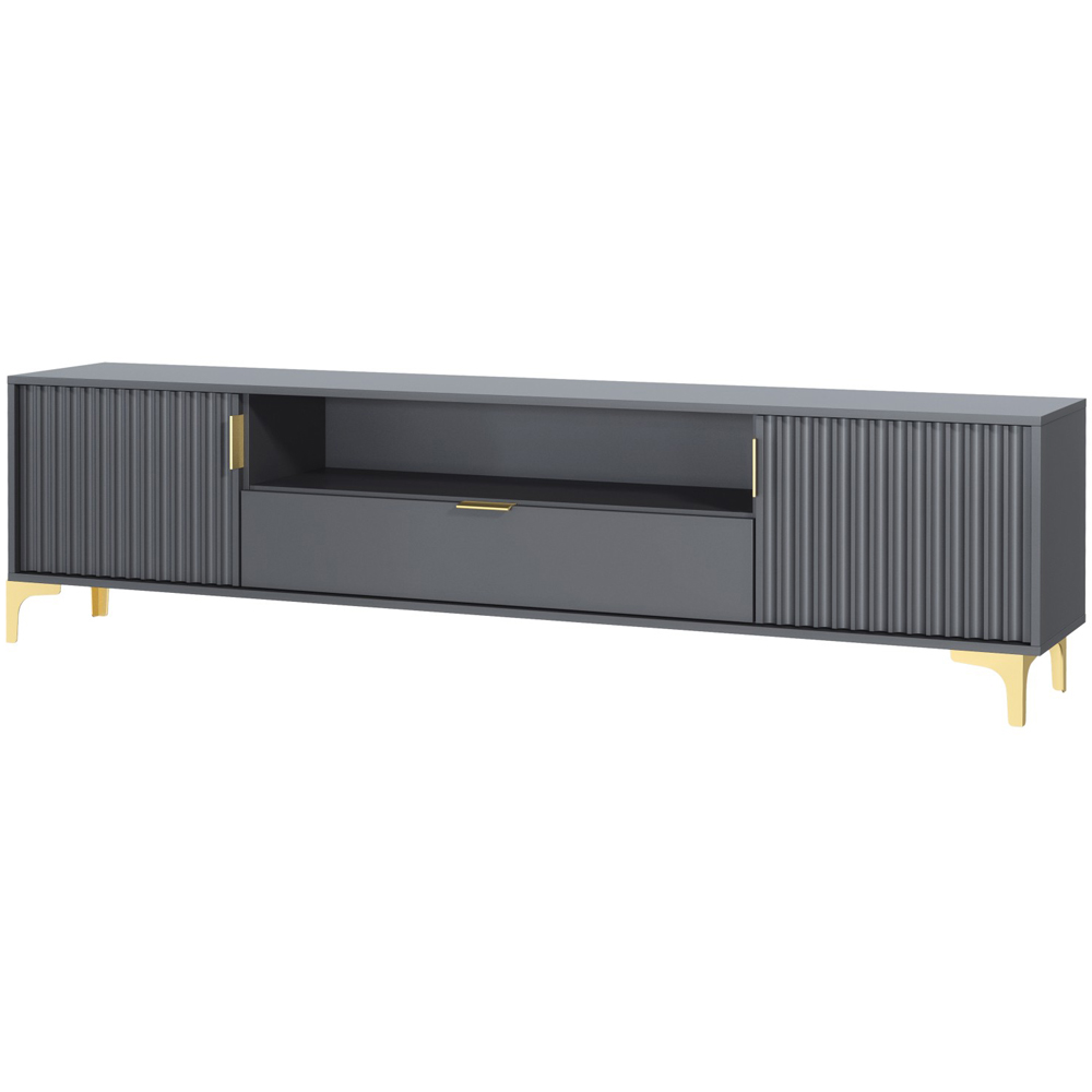 Creative Furniture Tide Crest Dark Grey and Gold 2 Door Single Drawer TV Unit Image 2