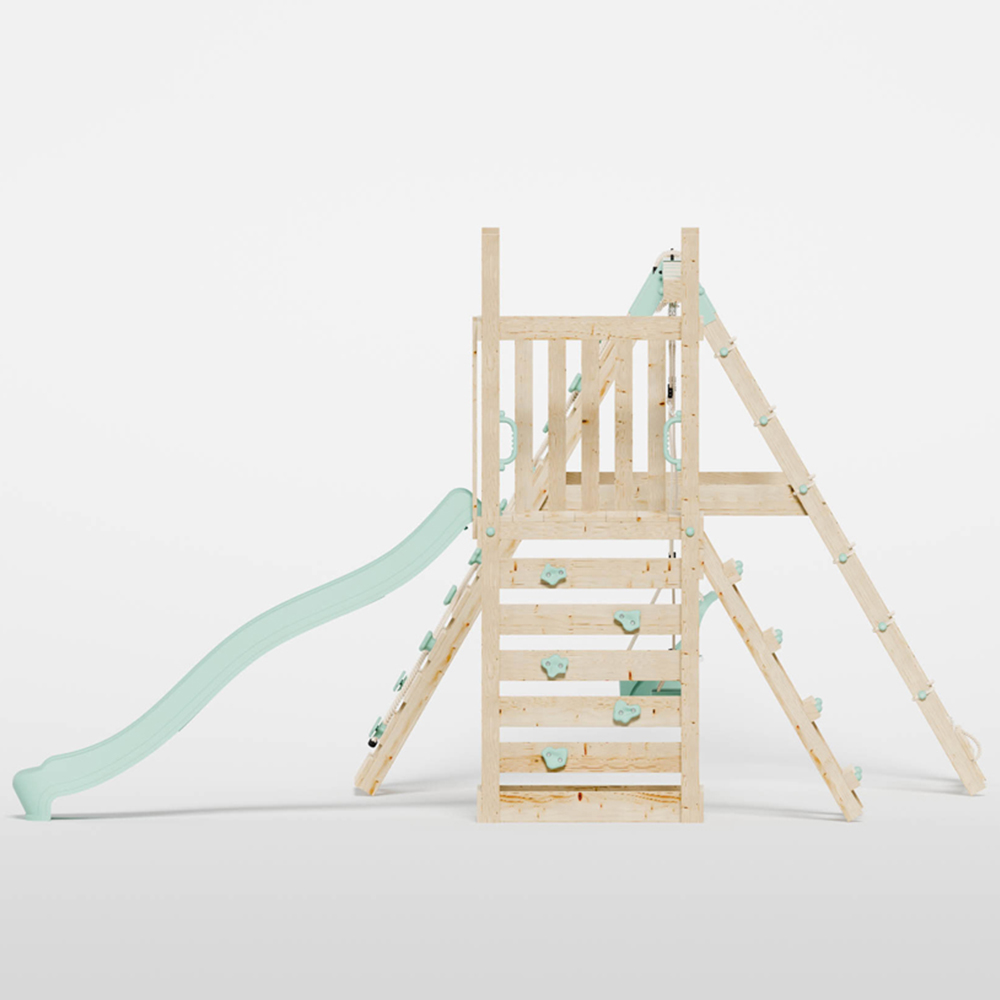 Mercia Mountain Climbing Frame Play Tower with Slide Swing Baby Seat Swing and Climbing Frame Wall Image 5