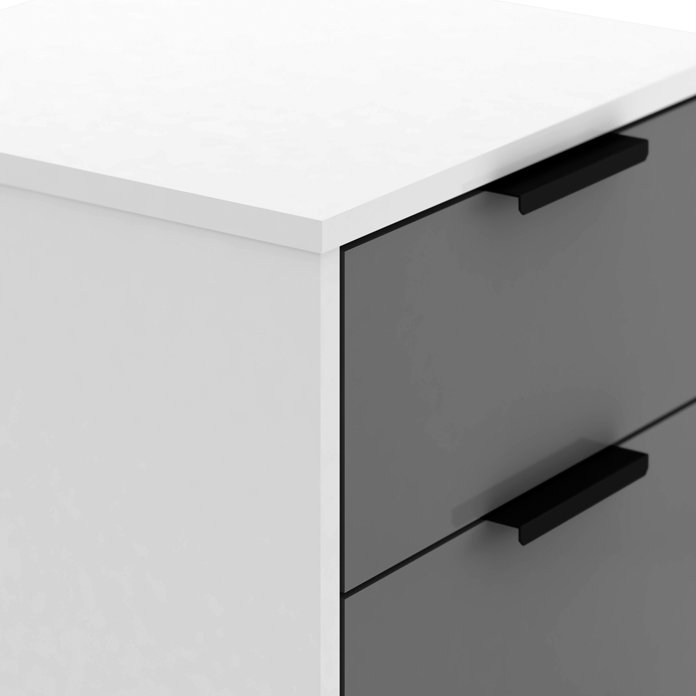Seconique Madrid 3 Drawer Grey and White Gloss Bedside Table Image 7