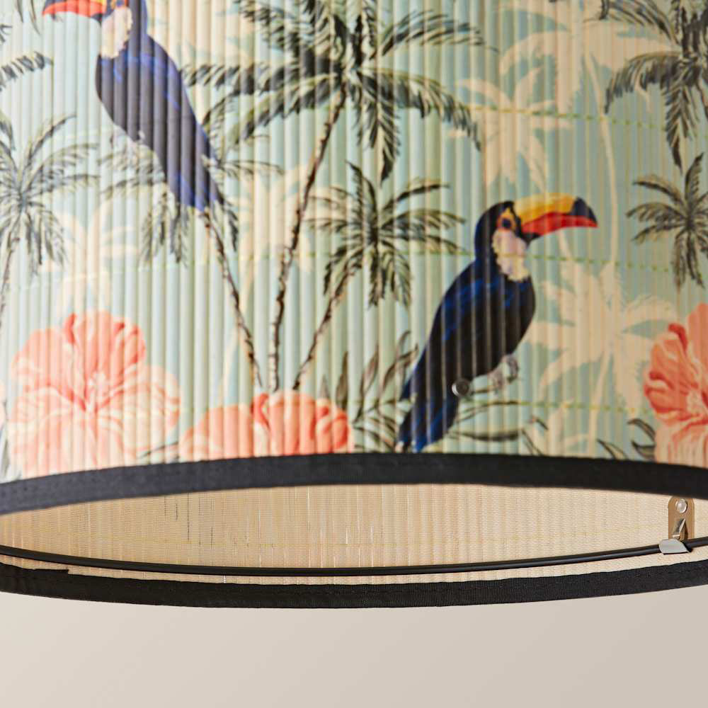 ValueLights Daintree Pastel Jungle Bamboo Medium Drum Ceiling Lamp Shade Image 6