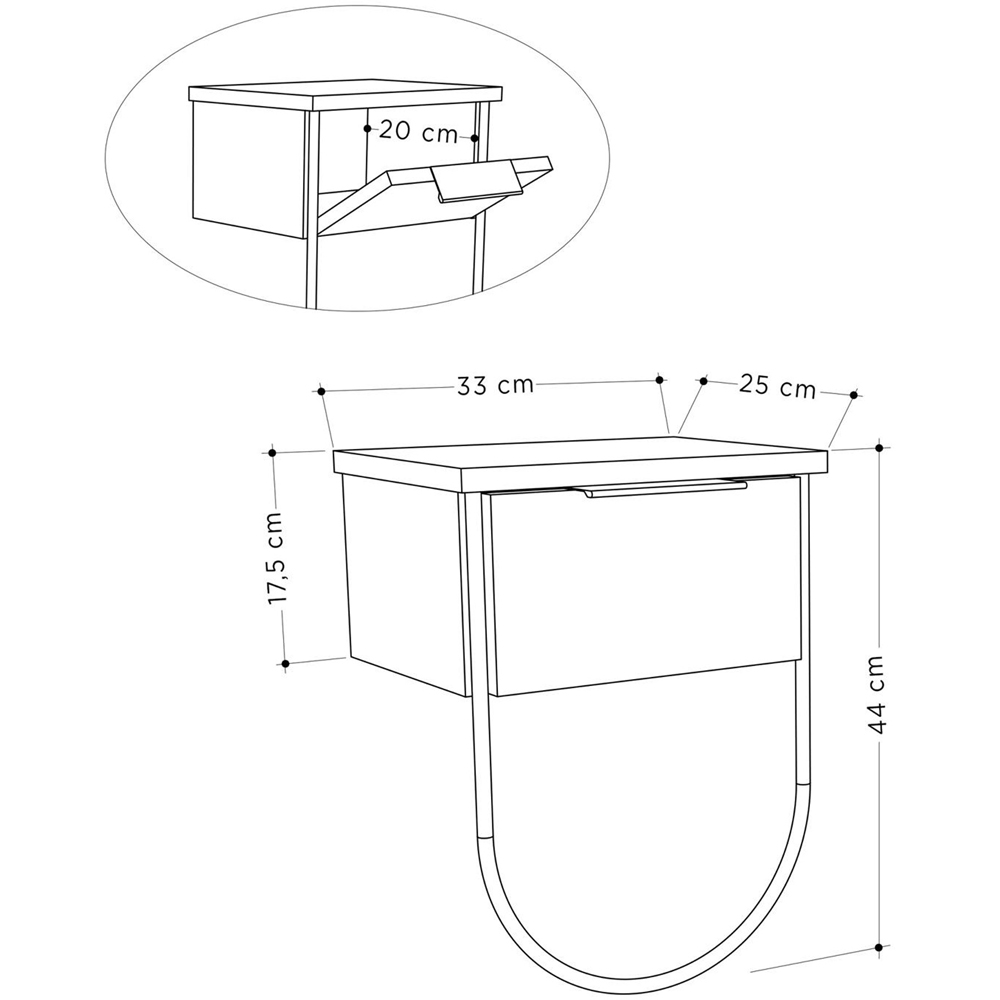 FWStyle Norfolk Single Door Wall Mounted Bedside Table Image 4