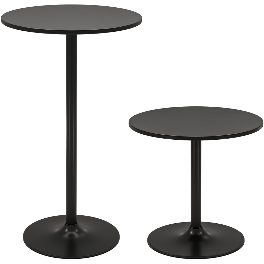 Costway Black Round Bar Table with Metal Base Set of 2 Image 5