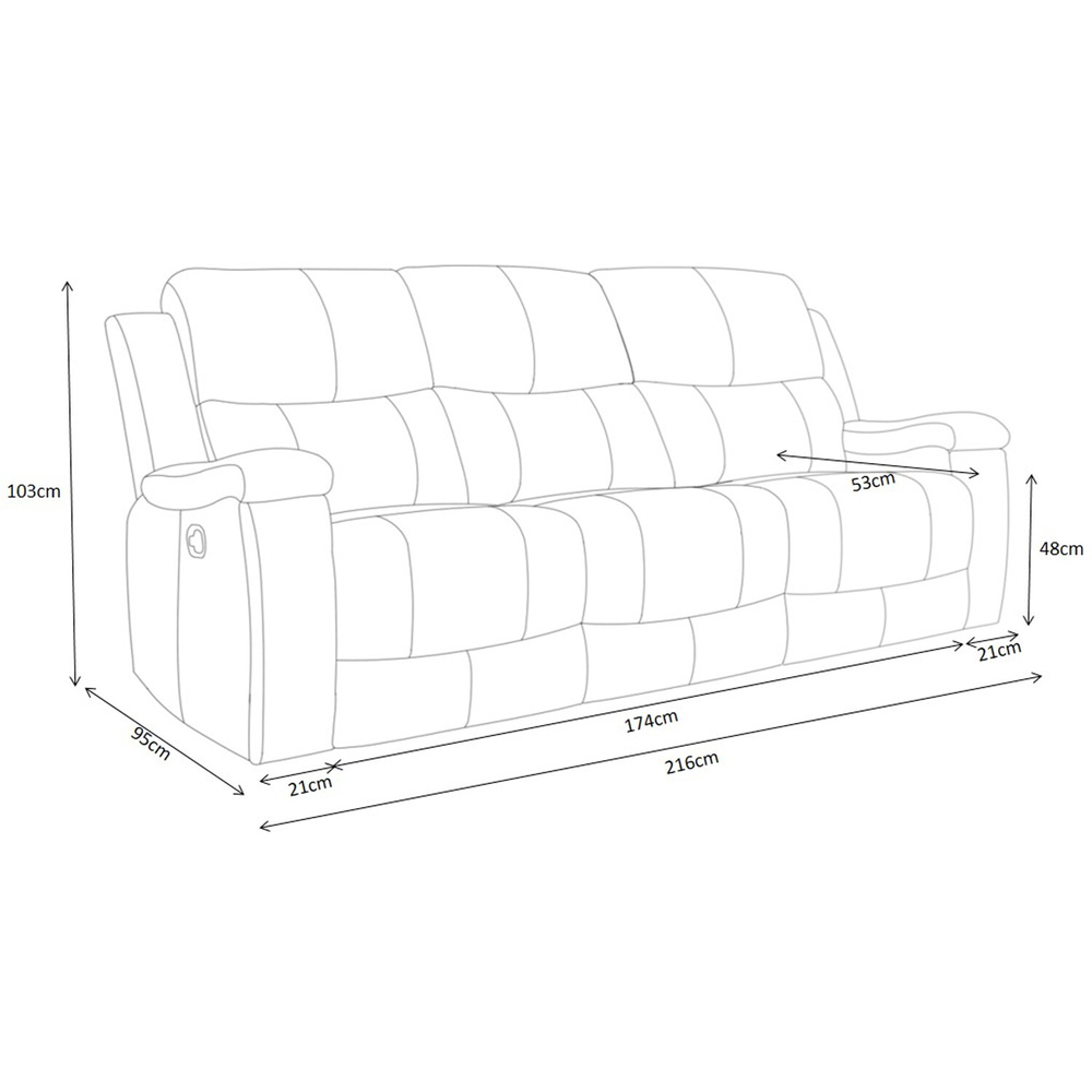 Ledbury 3 Seater Dark Grey Fabric Manual Recliner Sofa Image 6