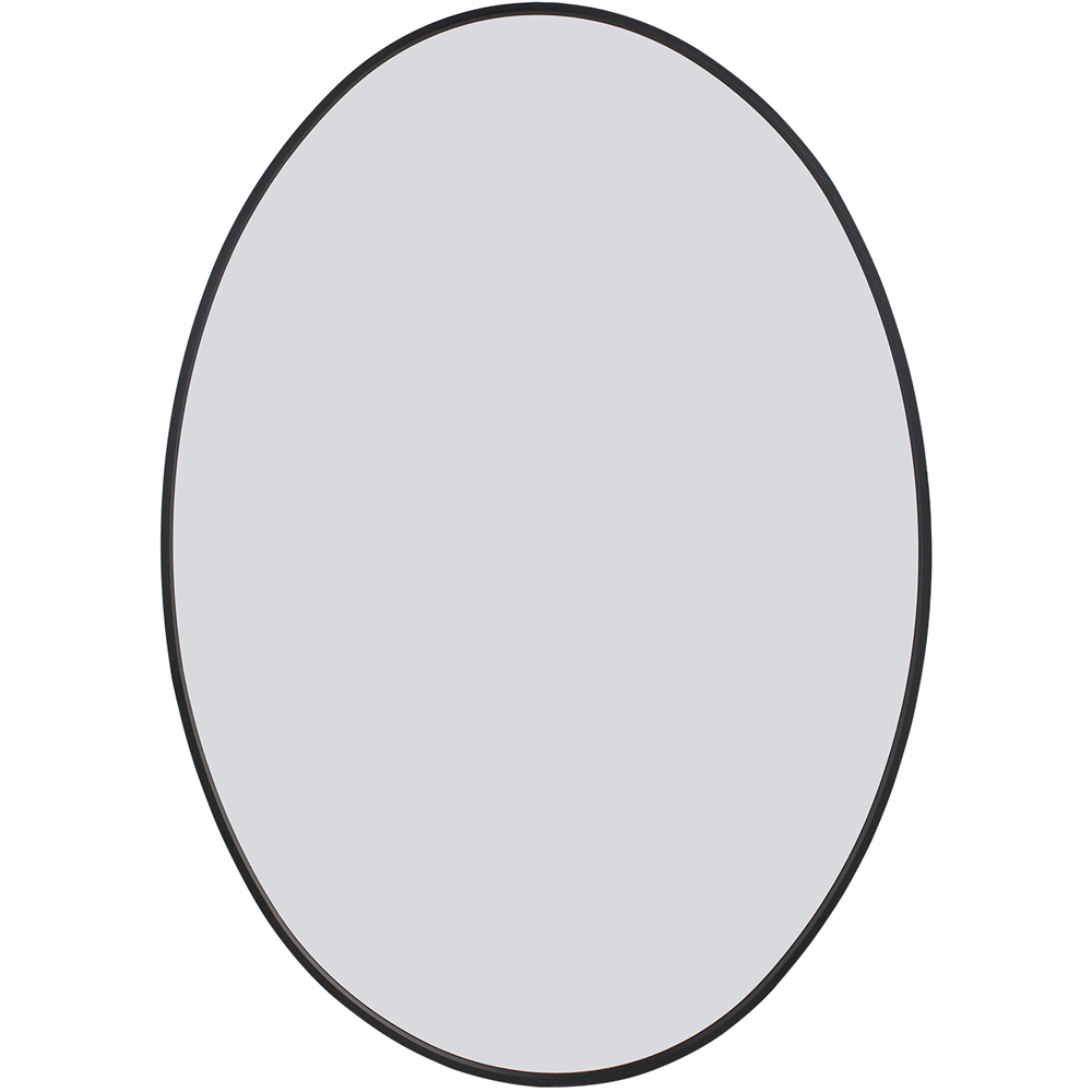 Living and Home Black Oval Aluminium Framed HD Float Glass Bathroom Mirror 40 x 60cm Image 1