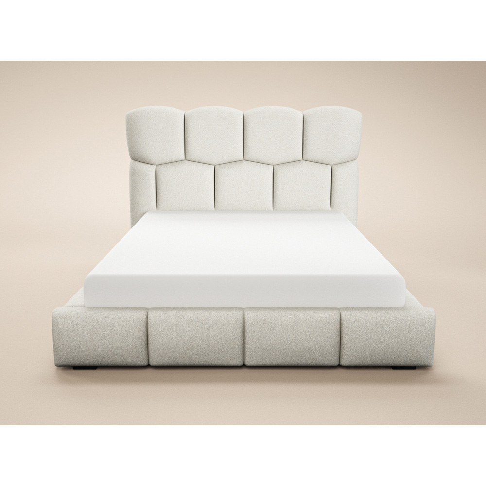 SOLACE+CO Irma Double Cream Chenille Upholstered Marshmallow Bed with Padded Headboard Image 3