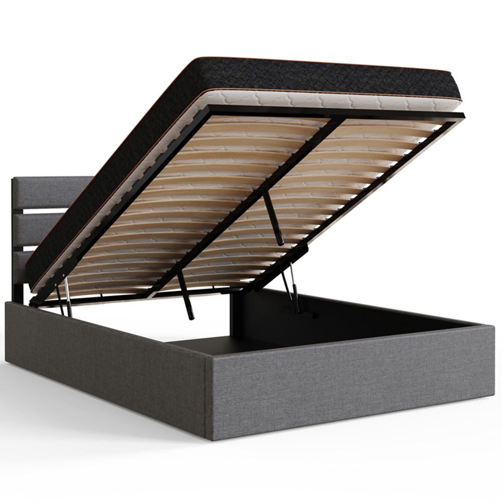 GFW Hudson King Size Grey End Lift Ottoman Bed with SC Bonnell Mattress Image 4