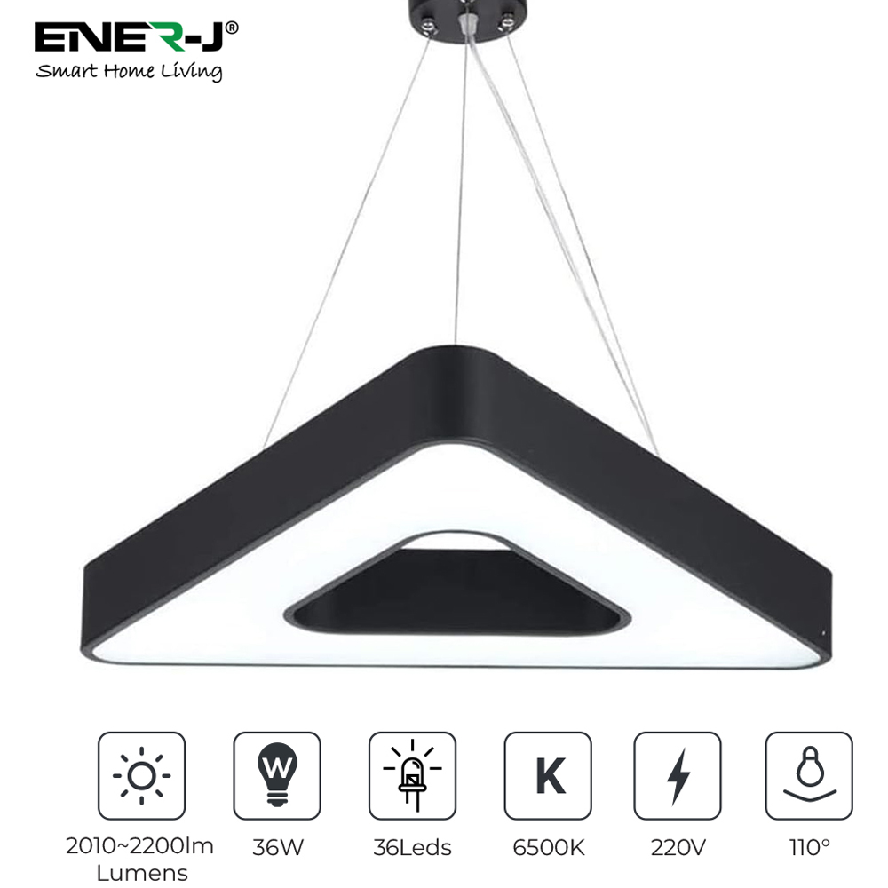 ENER-J Cool White LED 36W 6500K Hollow Triangle Geometric Pendant Light Image 2