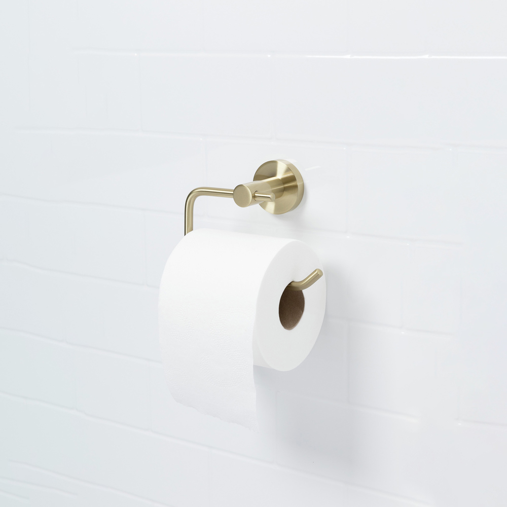 Bristan Solid Brass Brushed Brass Wall Mounted Round Toilet Roll Holder Image 3