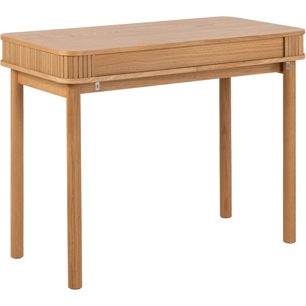 Florence Langley 2 Shelf Oak Office Desk with Sliding Door Image 4