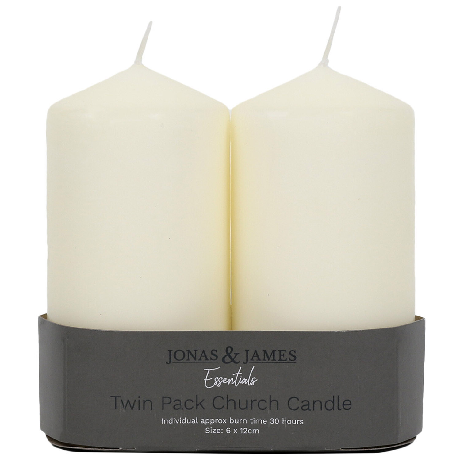 Jonas & James Natural Church Candles 2 Pack Image 1