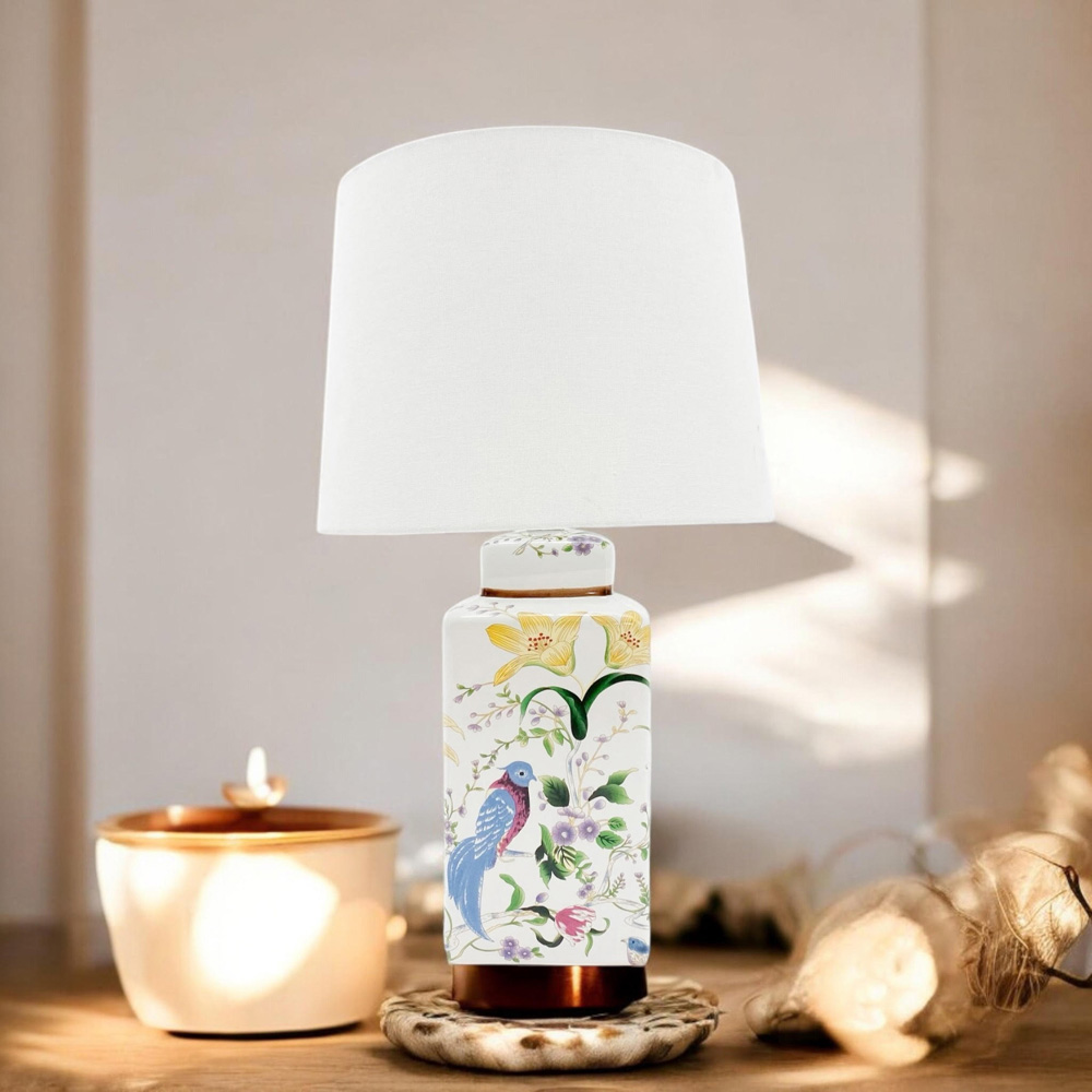 Acacia Home White Ceramic Table Lamp with Shade 41cm Image 2