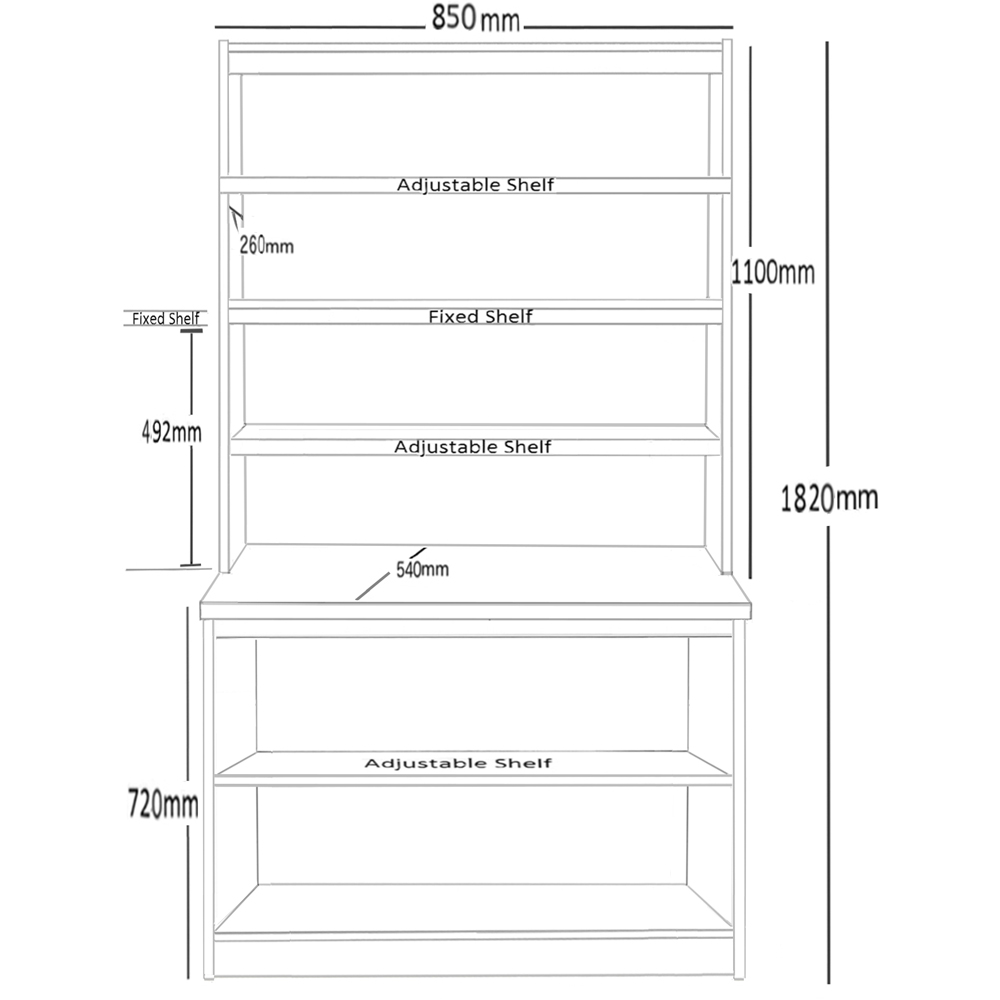 R White Cabinets 8 Shelf Black Desk Height Bookcase with Hutch Image 5