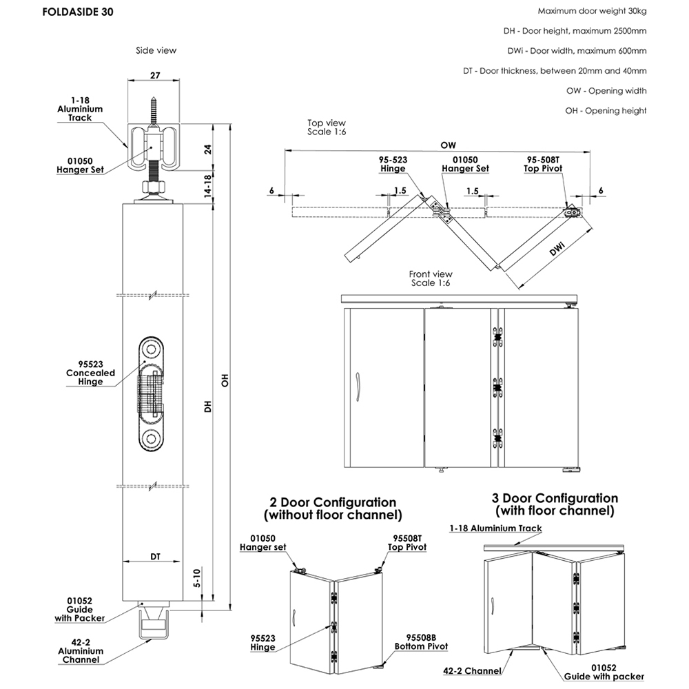 Coburn Foldaside 30 4 Door Foldable Door Track Fixing Kit 2.4m Image 3