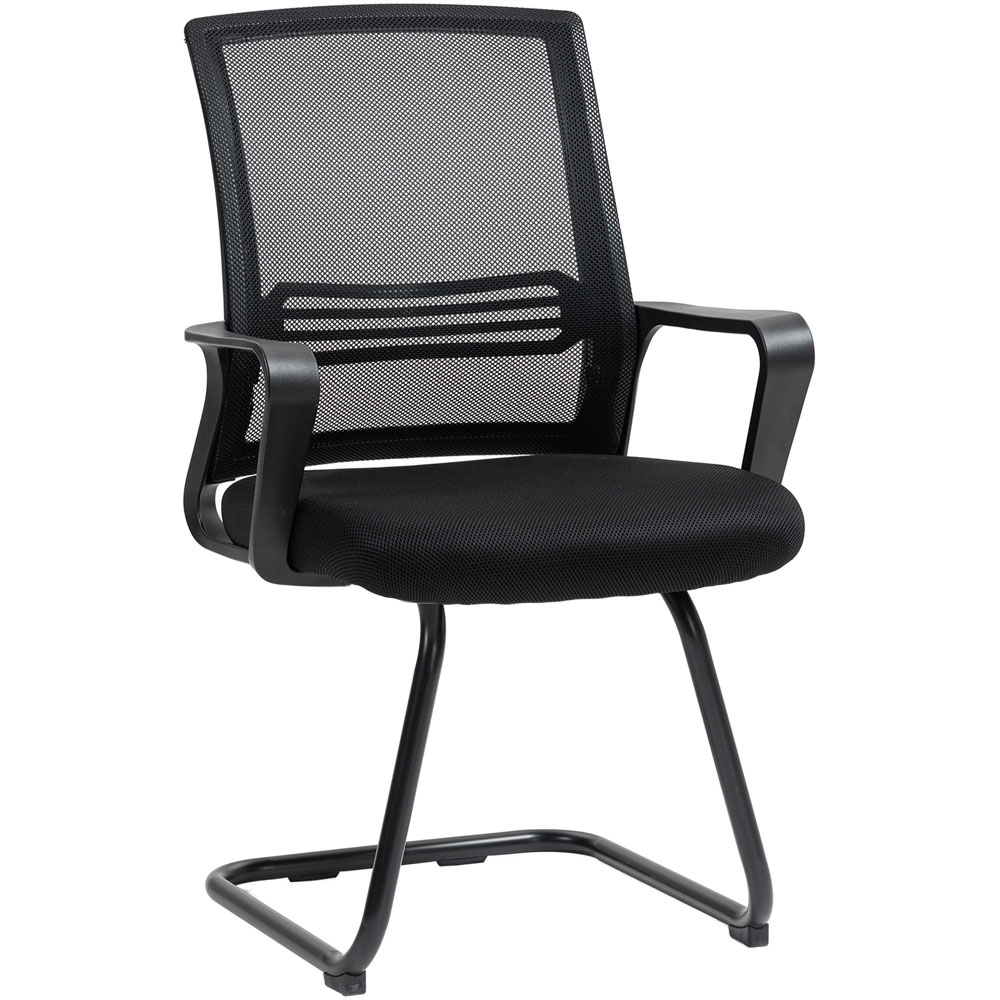 Portland Black Mesh Office Chair with Sled Base Image 2