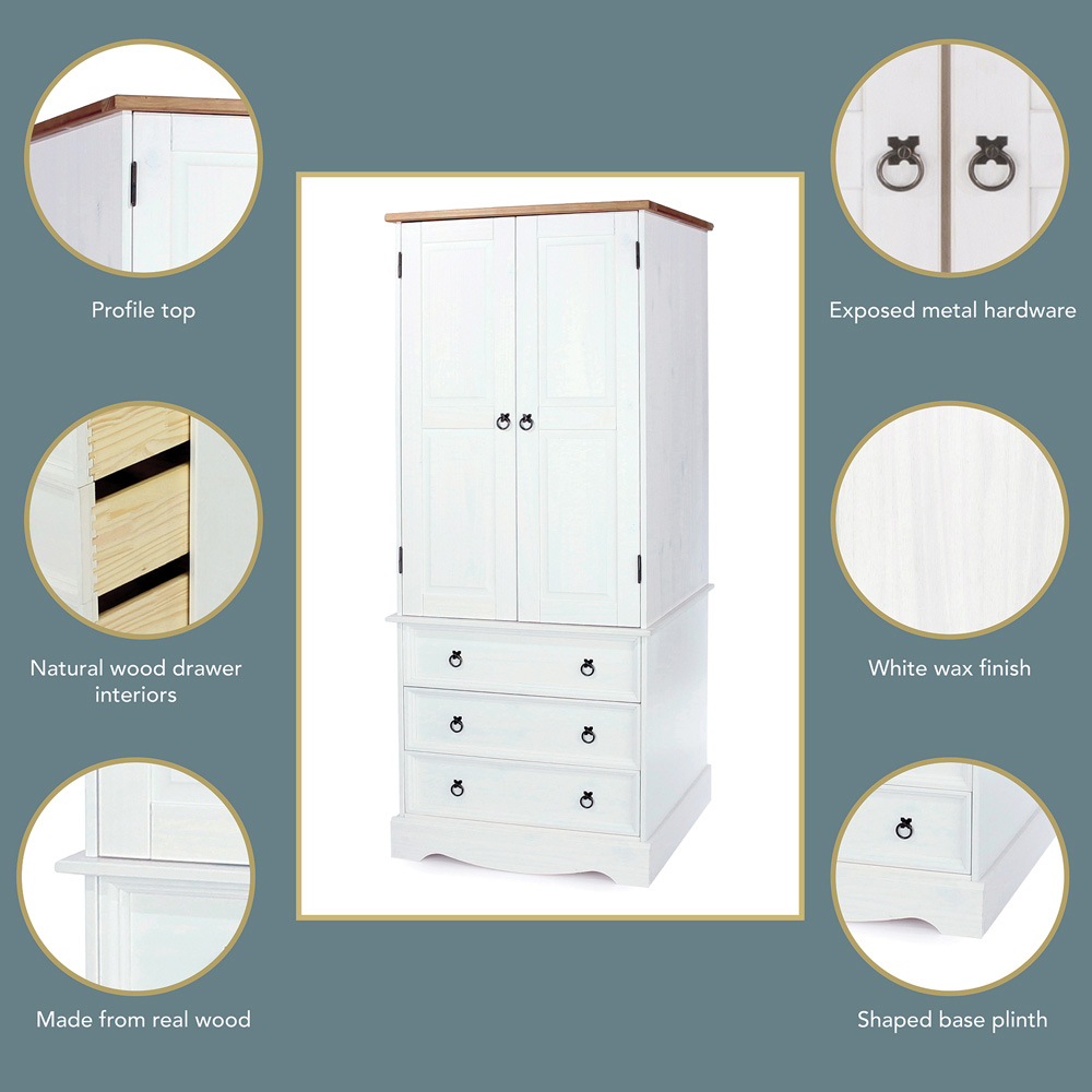 Core Products Corona 2 Door 3 Drawer White Wardrobe Image 7