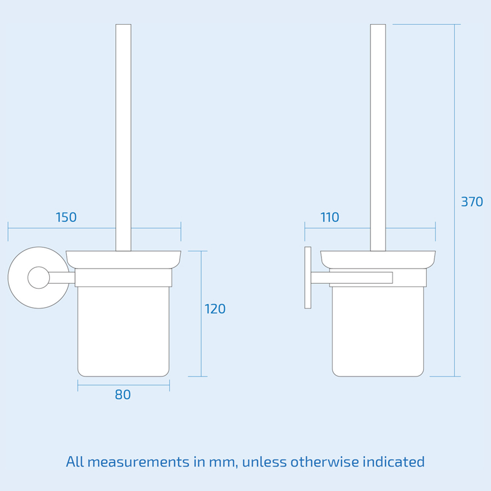Nes Home Chrome Round Wall Mounted Toilet Brush Holder Image 3