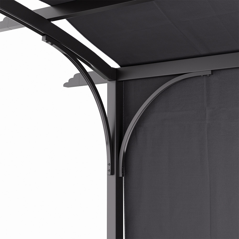Living and Home Dark Grey Metal Retractable Arched Pergola 7.4 x 11.8ft Image 6
