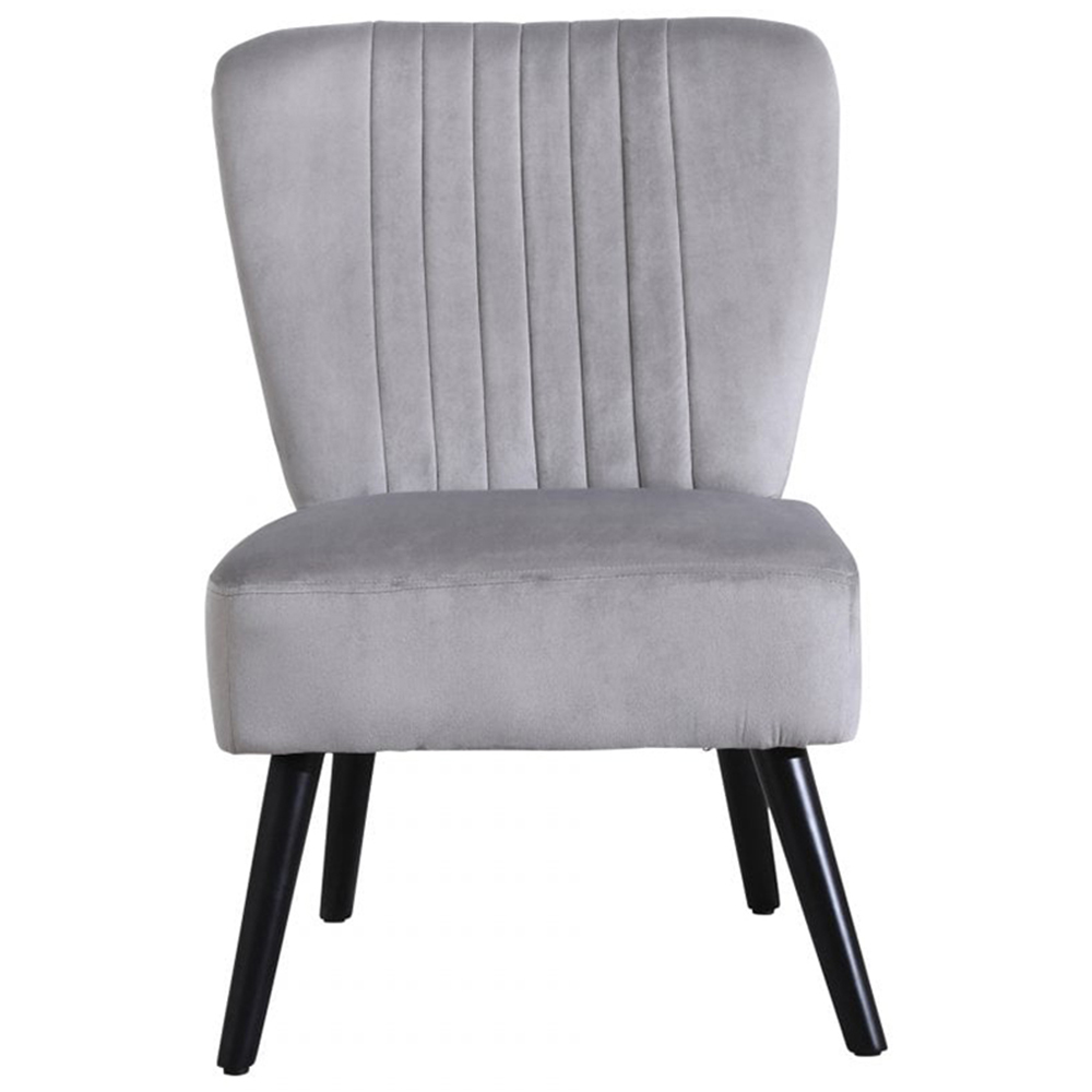 Neo Grey Velvet Shell Accent Chair with Black Legs Image 2