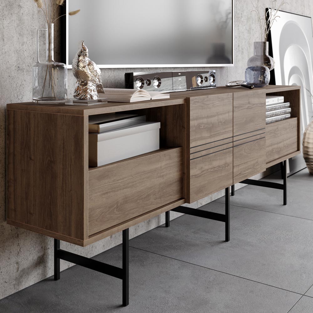Decorotika Derin Walnut and Black TV Unit Image 3
