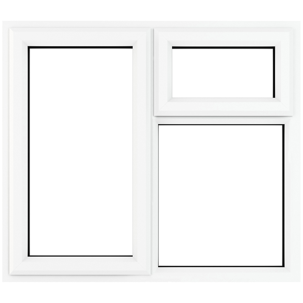 Crystal uPVC Triple Glazed Window LH Side Hung and Top Opener White Clear Glass 1190x1115mm Image 1