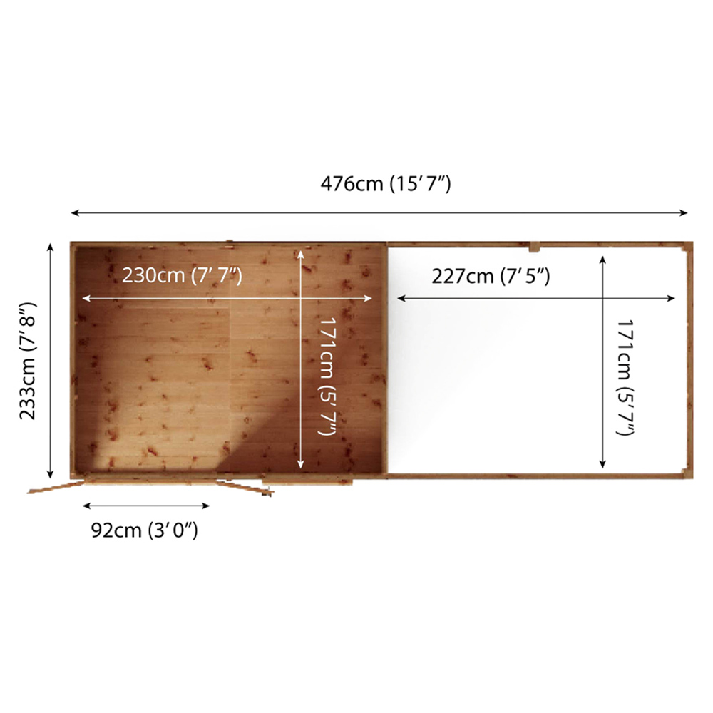 Mercia Maine 16 x 6ft Double Door Shiplap Pent Traditional Summerhouse Image 9