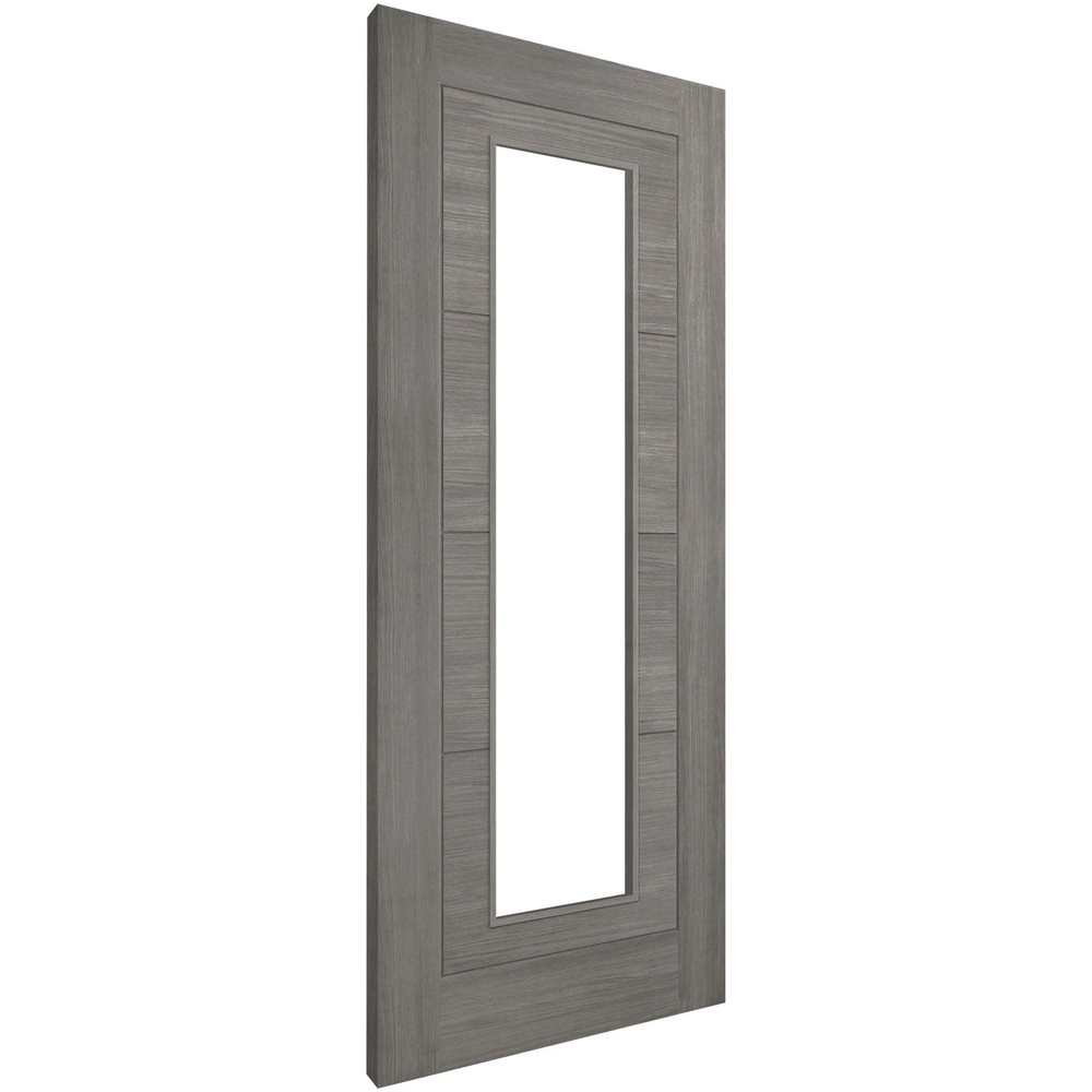 Light Grey Fully Finished Laminated Ladder Clear Glass Internal Door 1981 x 838mm Image 3