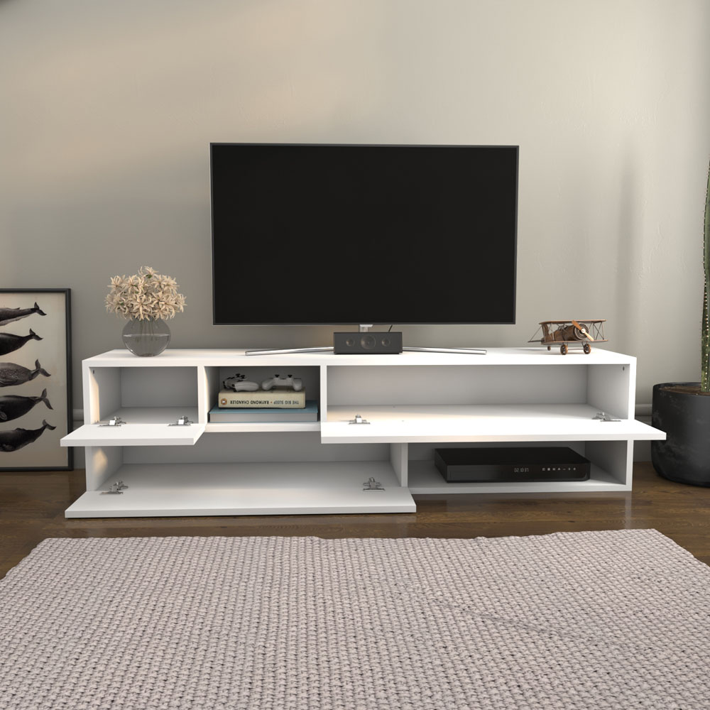 Decorotika Sunny 3 Door 2 Shelf White TV Unit Image 5