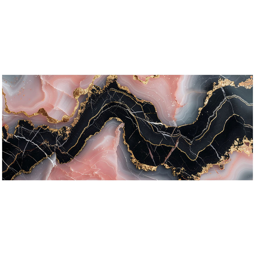 Warren Reed Designer Baby Pink and Black Marble Effect Bathroom Splashback 25 x 60cm Image 2