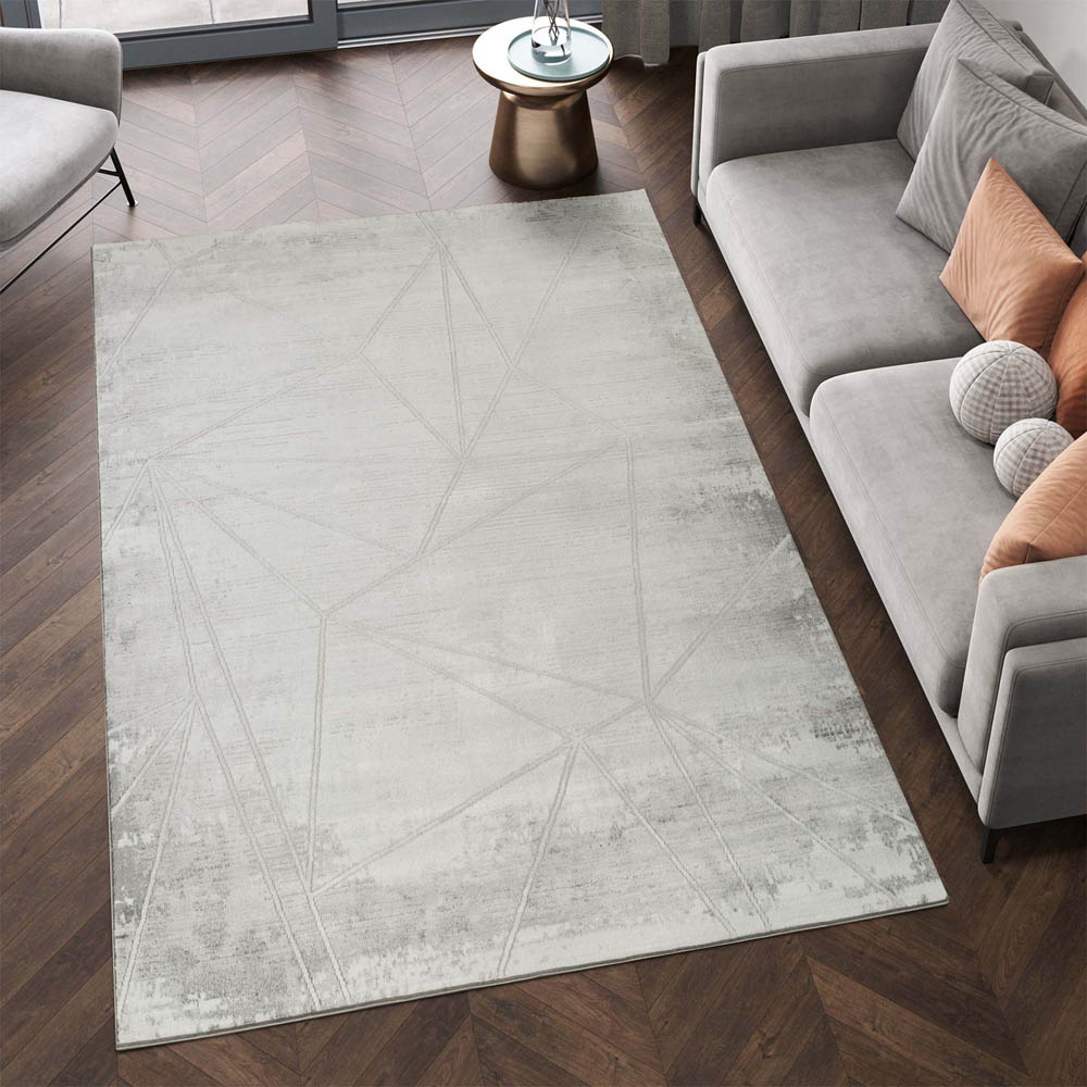 Desire Rugs Novu Mirage Grey Modern Abstract Geometric Metallic Rug 160 x 230cm Image 5