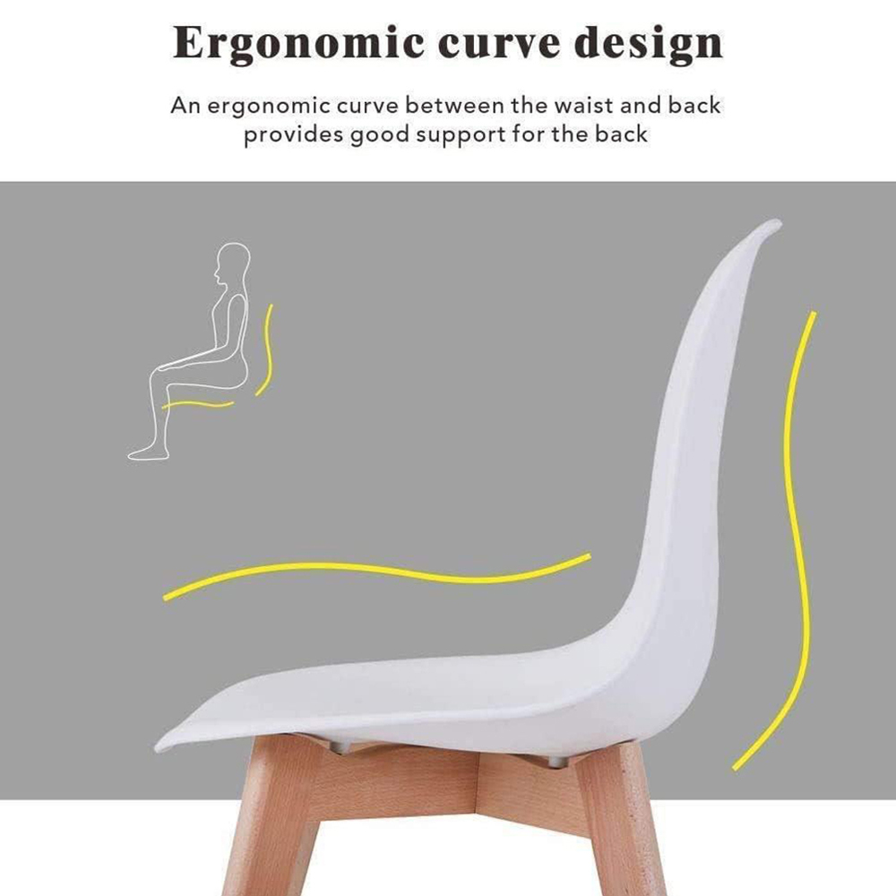 Portland 4 Seater Plastic and Leather Dining Set Oak Effect and White Image 6