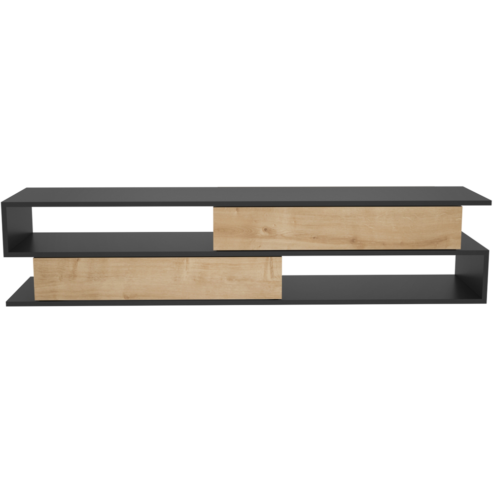 Decorotika Cortez 2 Shelf Anthracite and Oak TV Unit Image 3