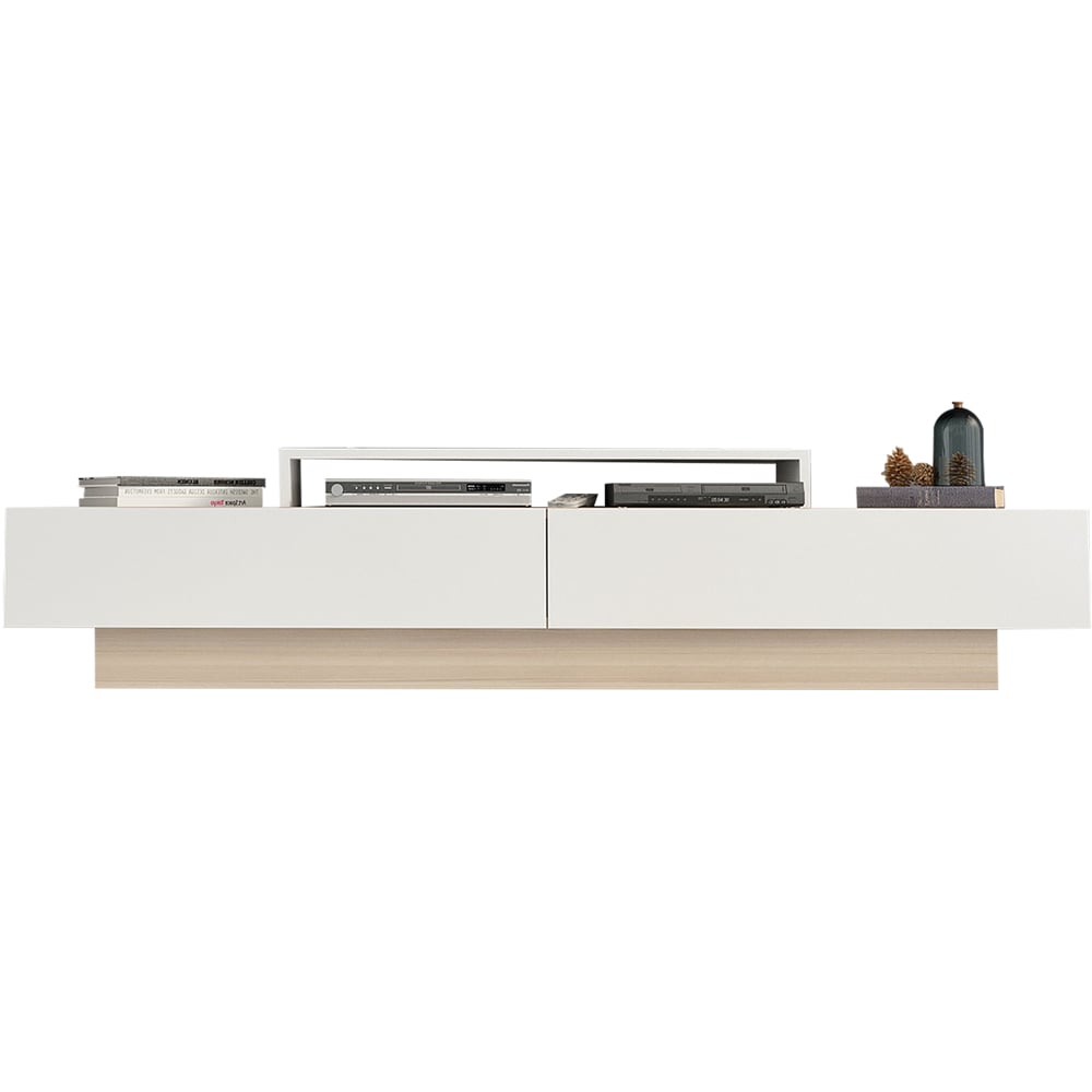 Decorotika Lusi 2 Door Single Shelf Cordoba and White TV Unit with 2 Wall Shelf Image 3