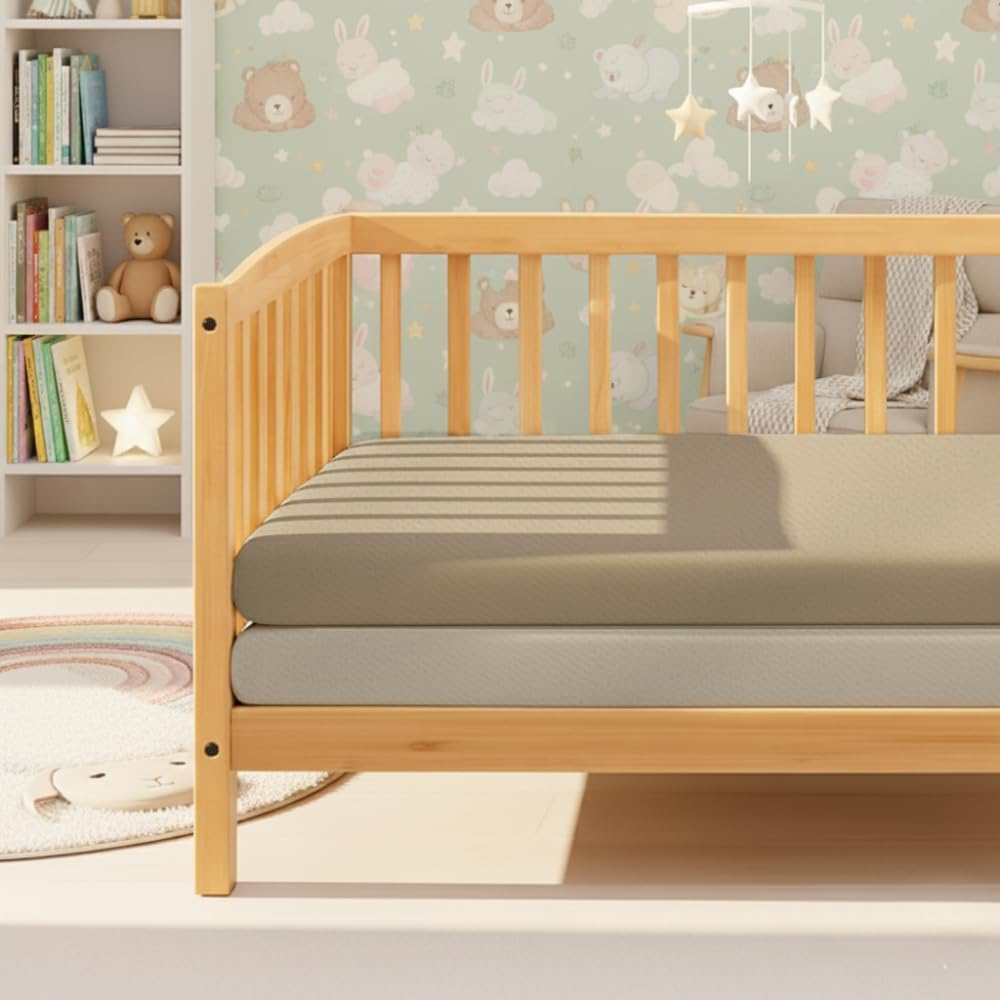 MHG Living Ecru and Brown Jersey Cotton Fitted Cot Bed Sheet 120 x 60cm 2 Pack Image 2
