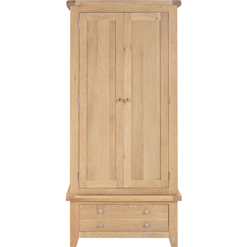 Seconique Windsor 2 Door Single Drawer Natural Oak Wardrobe Image 4