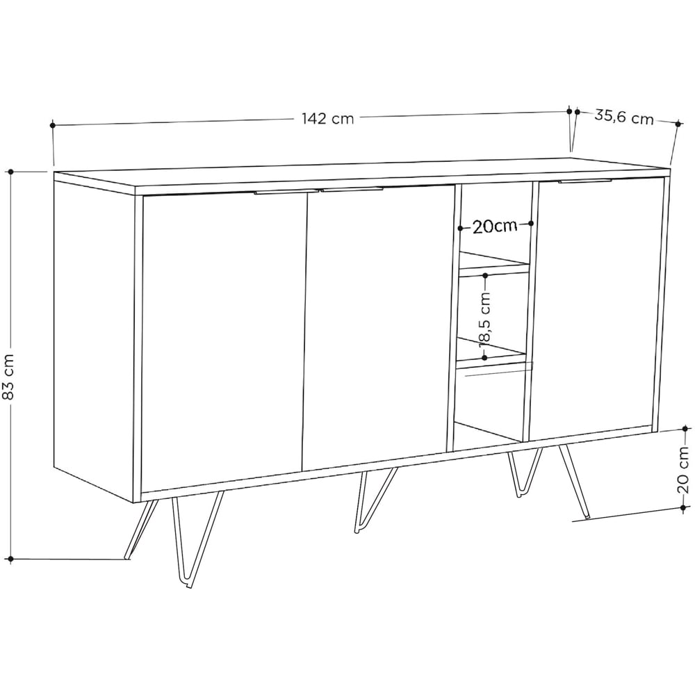Decortie Clara Sandstone and Oak Console Sideboard Image 6