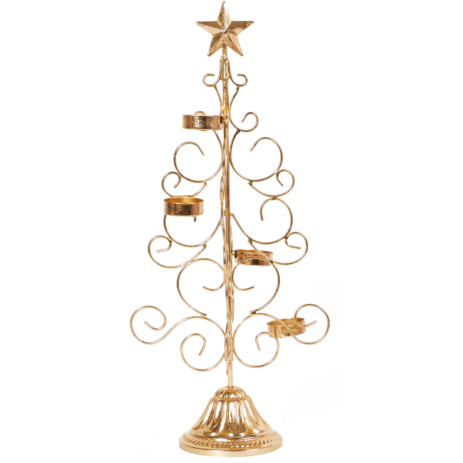 Metal Christmas Tree Candle Holder - Gold Image 1