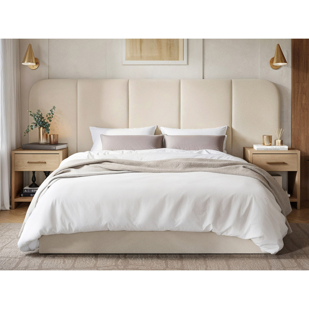 Solace+Co Sienna King Size Cream Velvet Ottoman Storage Bed Image 5