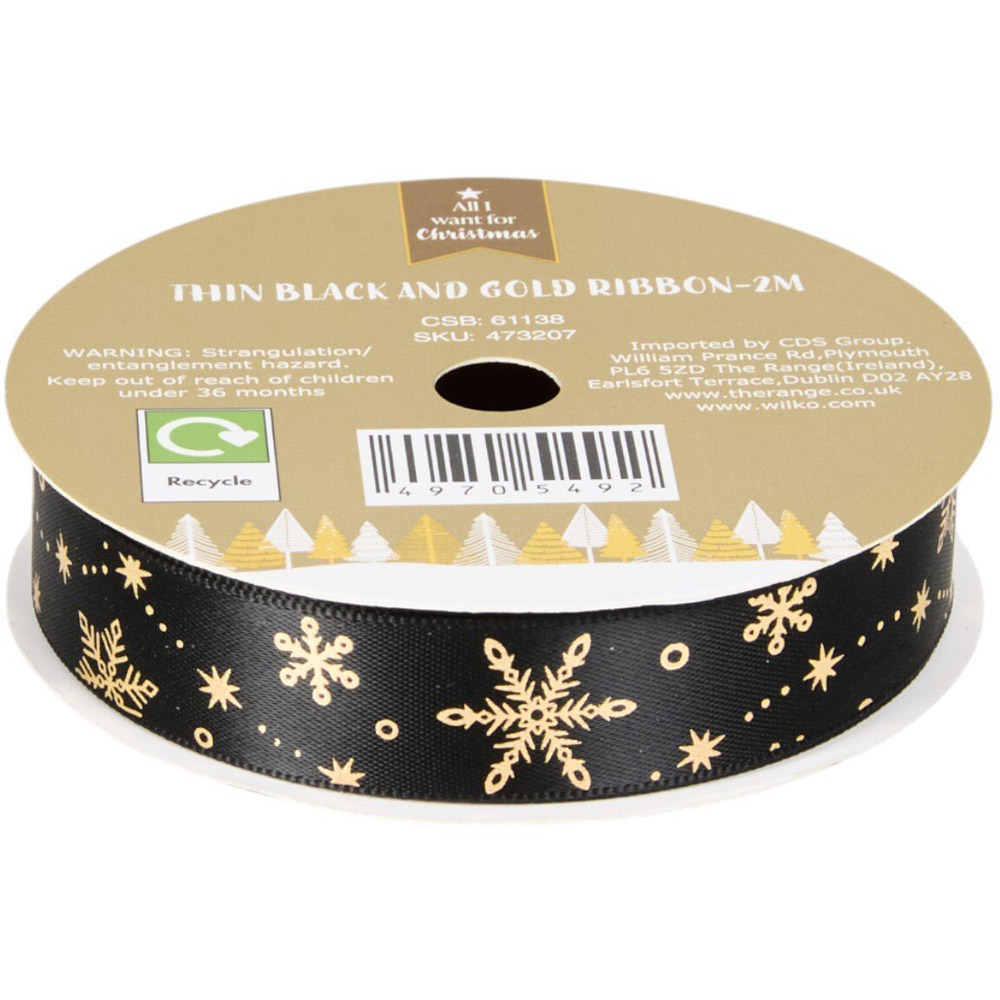 Thin Black and Gold Ribbon Image 2