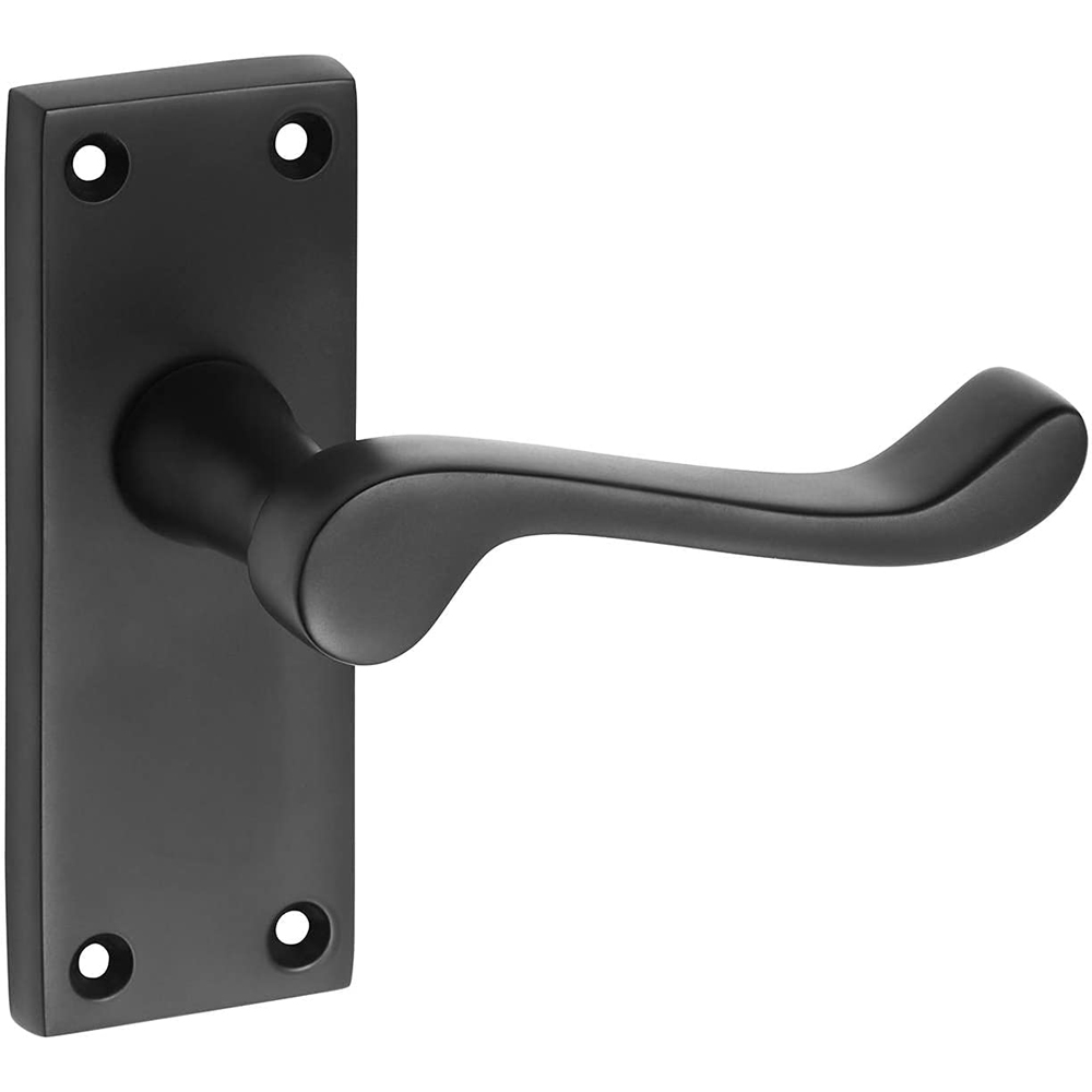 Golden Grace Matt Black Victorian Scroll Door Handles Pair 120 x 40mm Image 3