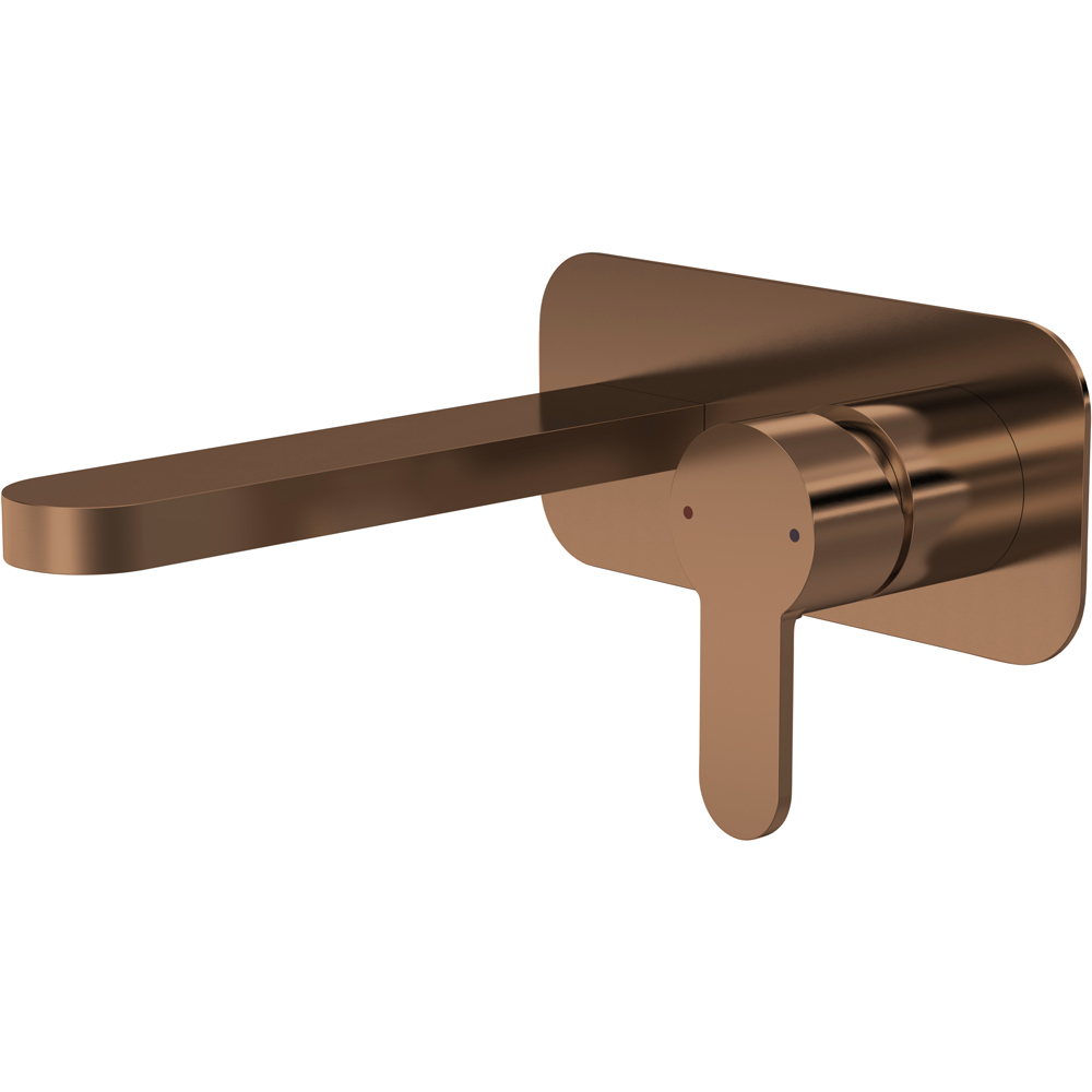 nuie Arvan Brushed Bronze Wall Mounted 2 Tap Hole Basin Mixer with Plate Image 1