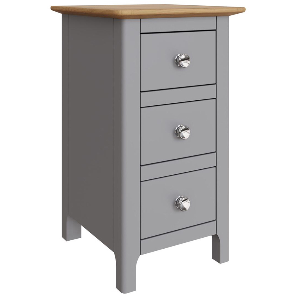 FWStyle Taberno Slim 3 Drawer Grey Oak Assembled Bedside Table Image 2