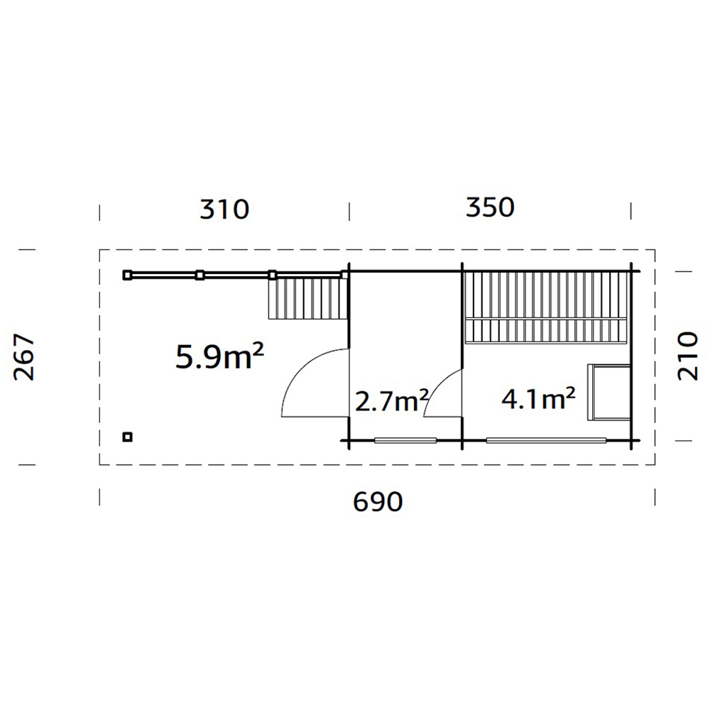 Palmako Sanna 21.6 x 8.8ft Pent Outdoor Sauna Image 8