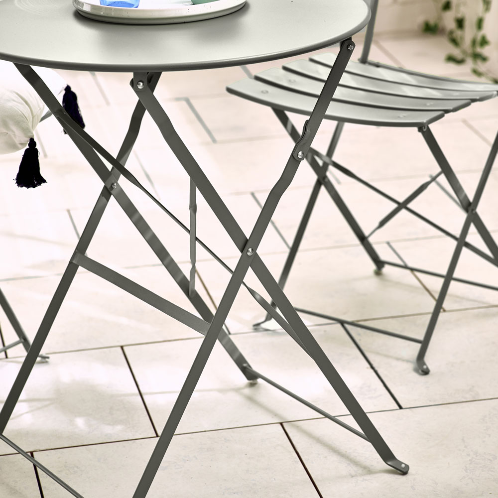 Furniturebox Cruz Metal 2 Seater Outdoor Bistro Set Grey Image 6