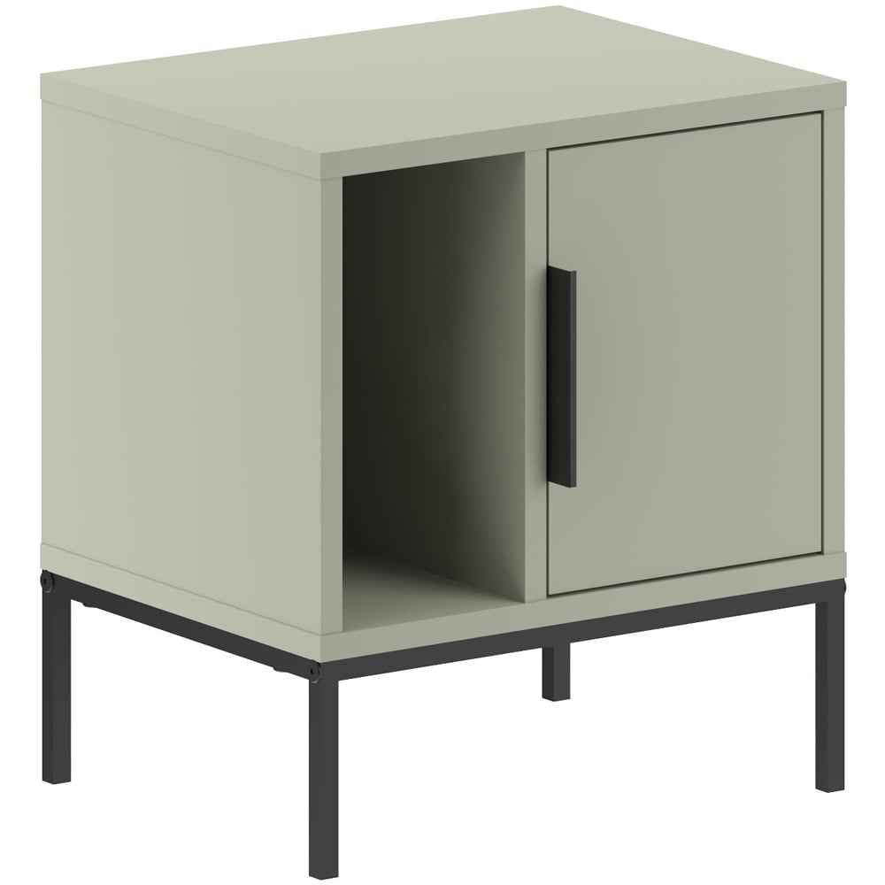 Decortie Glynn Single Door Ash Green Bedside Cabinet Image 2