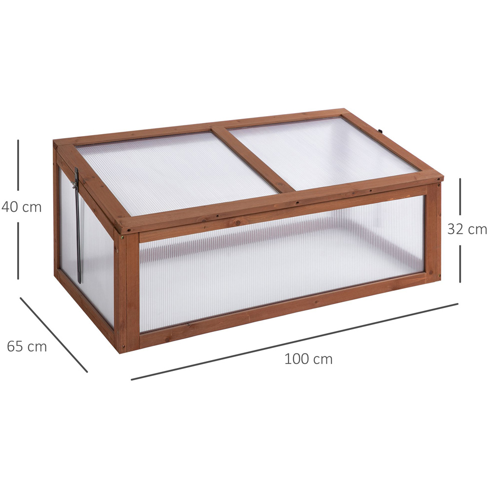Outsunny Brown Wooden Polycarbonate 3.2 x 2.1ft Cold Frame with Top Cover Image 8