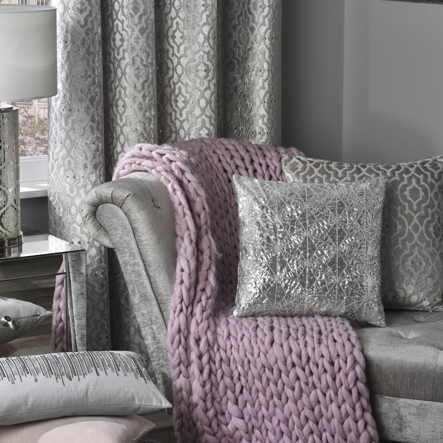 Divante Metallic Halo Velvet Lined Curtain 168 x 229cm Image 4