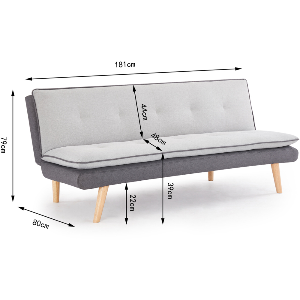 Home Detail Willow Double Sleeper Light Grey and Dark Grey Fabric Sofa Bed Image 7