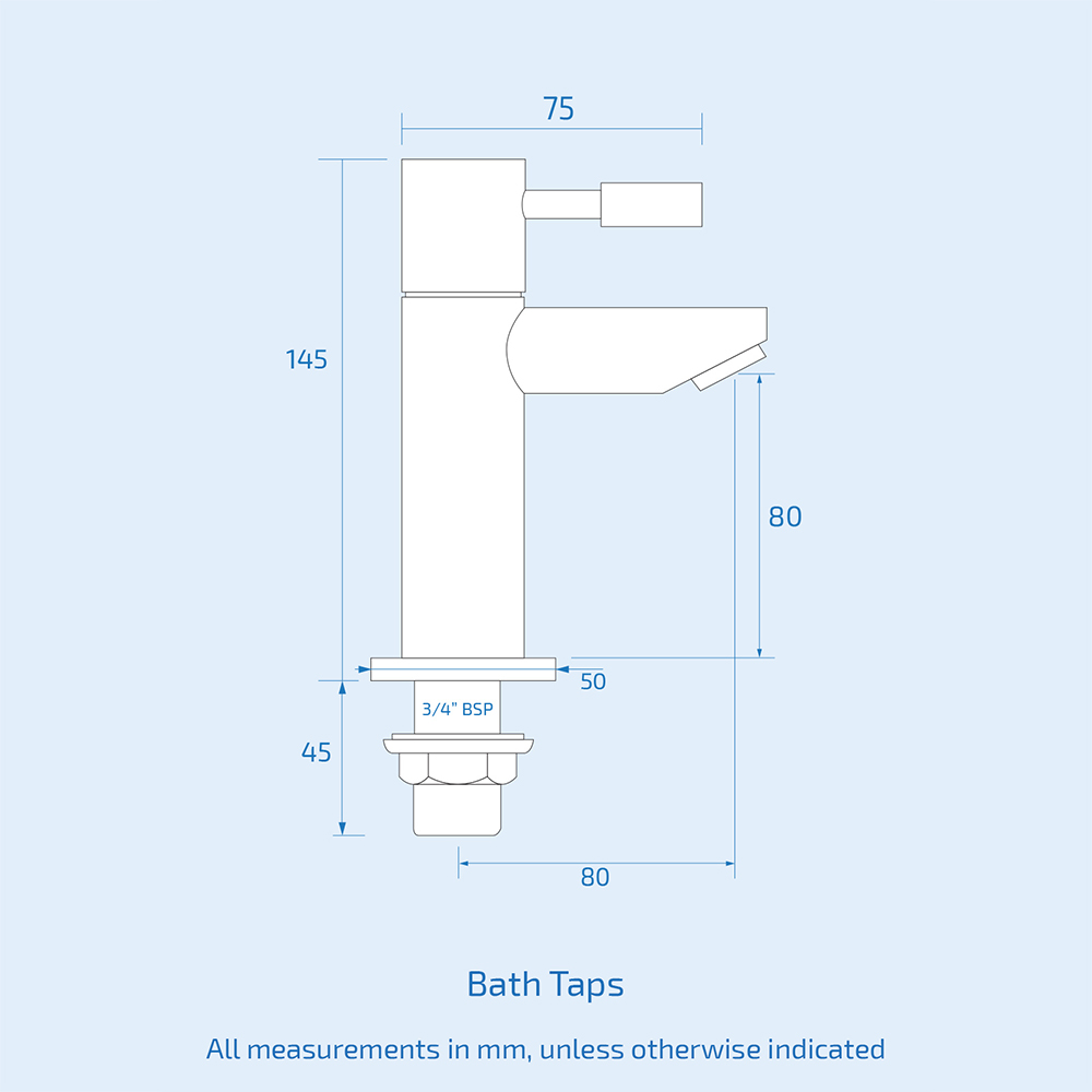 Nes Home Blossom Modern Chrome Pair of Hot and Cold Bath Taps Image 3